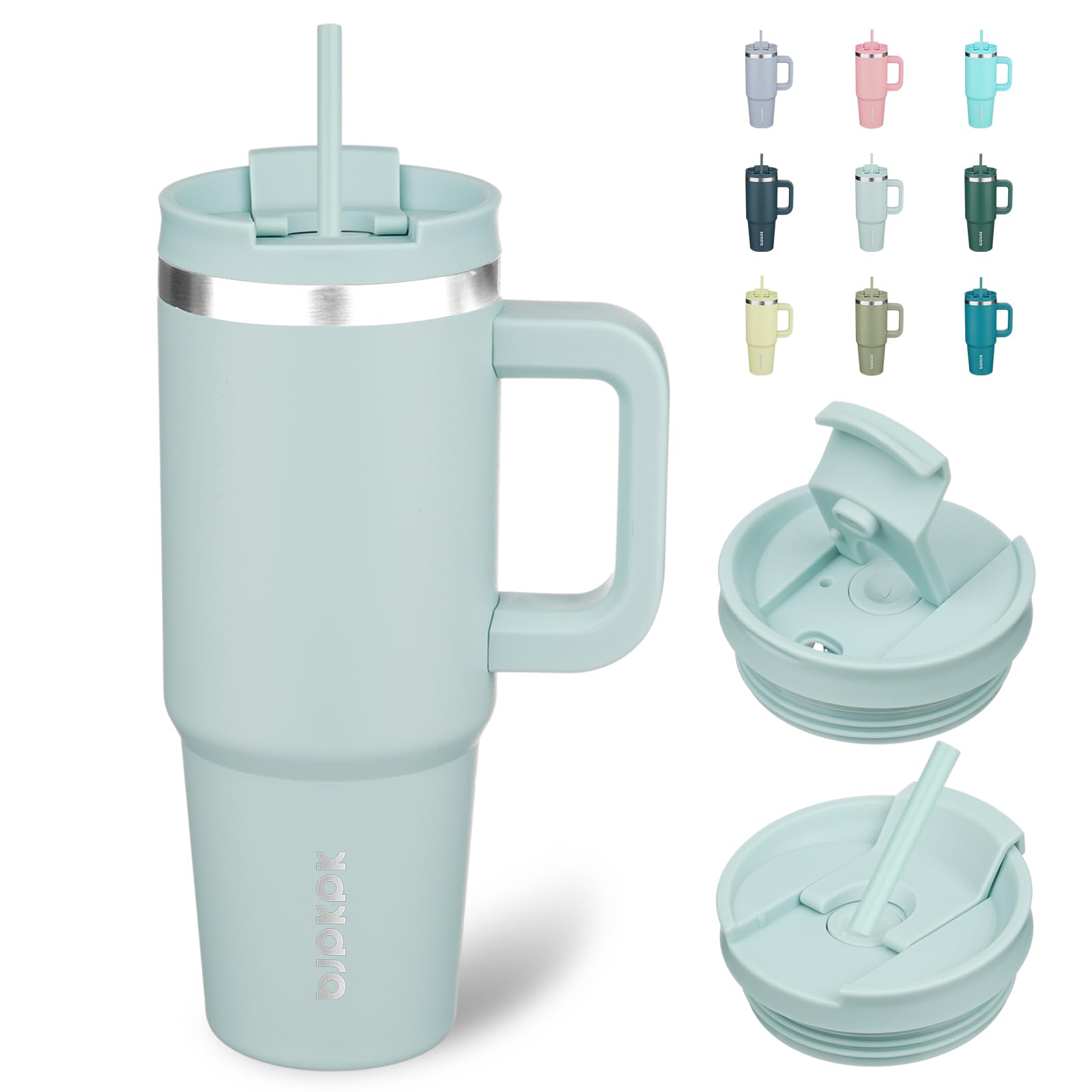 BJPKPK 30 oz Tumbler with Handle Insulated Tumblers with Lid and Straw Stainless Steel Thermal Cup,Blue Haze