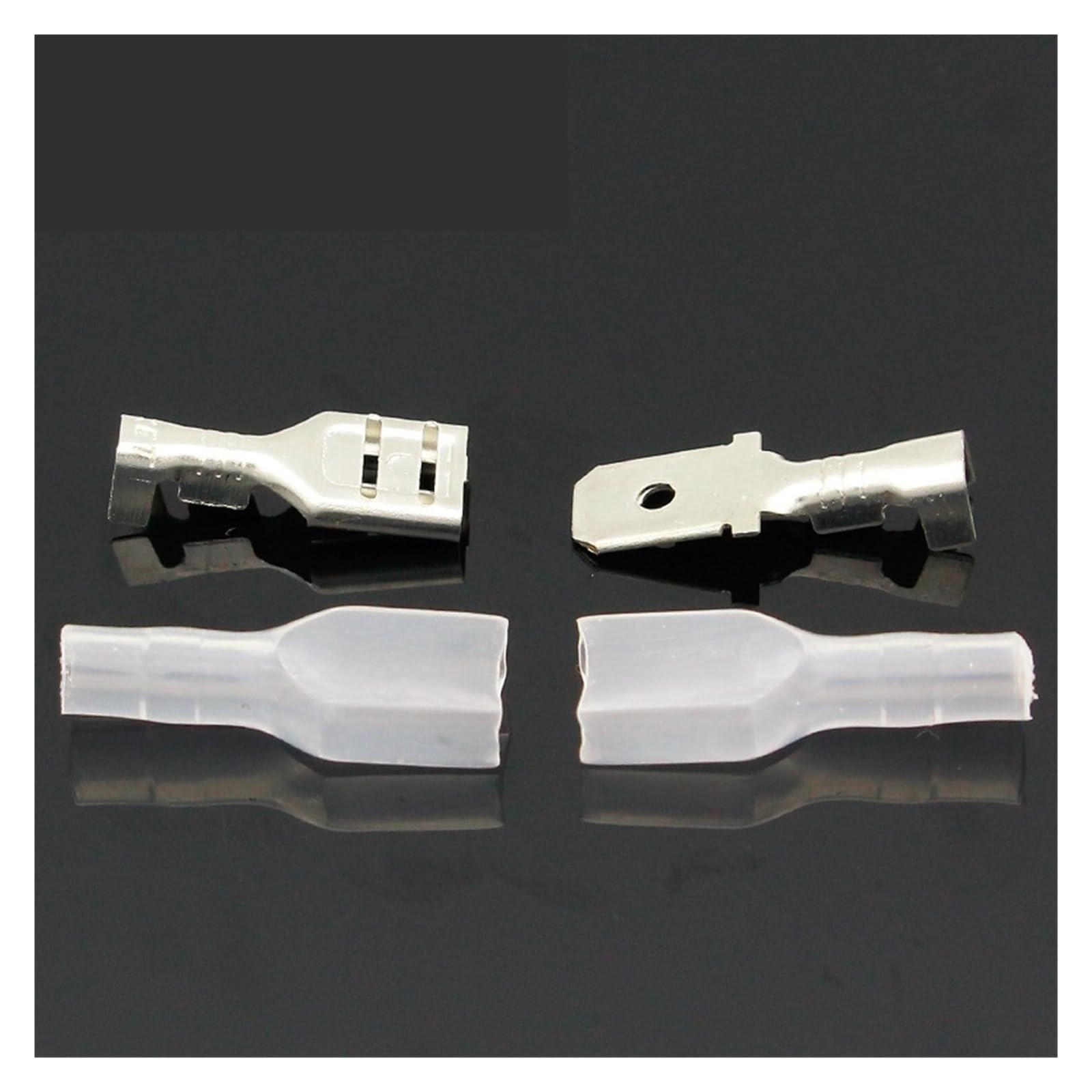 QMKADFQXF 6.3mm 100 sets BRASS Crimp Terminal 100pcs Female Spade Connector + 100pcs Male Spade Connector+ 200pcs Case