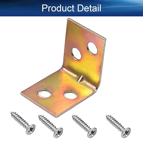 Miniatura 4 de Yinpecly - Soporte de esquina de metal de 0,87 x 0,67 pulgadas, soportes de ángulo interno de 90 grados, soportes en forma de L, con tornillos para