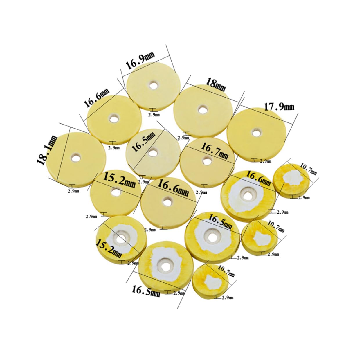 Wakauto 16 in 1 Wood Flute Pads Set Flute Open Hole Grip Replacement Pad 10.7mm 16.5mm 15.2mm 18.1mm 18mm 17.9mm Sizes