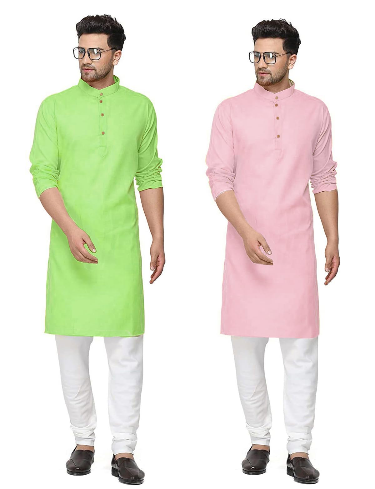 Fort WorthCotton Blend Traditional Men's Kurta Pajama Set - Pack of 2, Ethnic Indian Wear