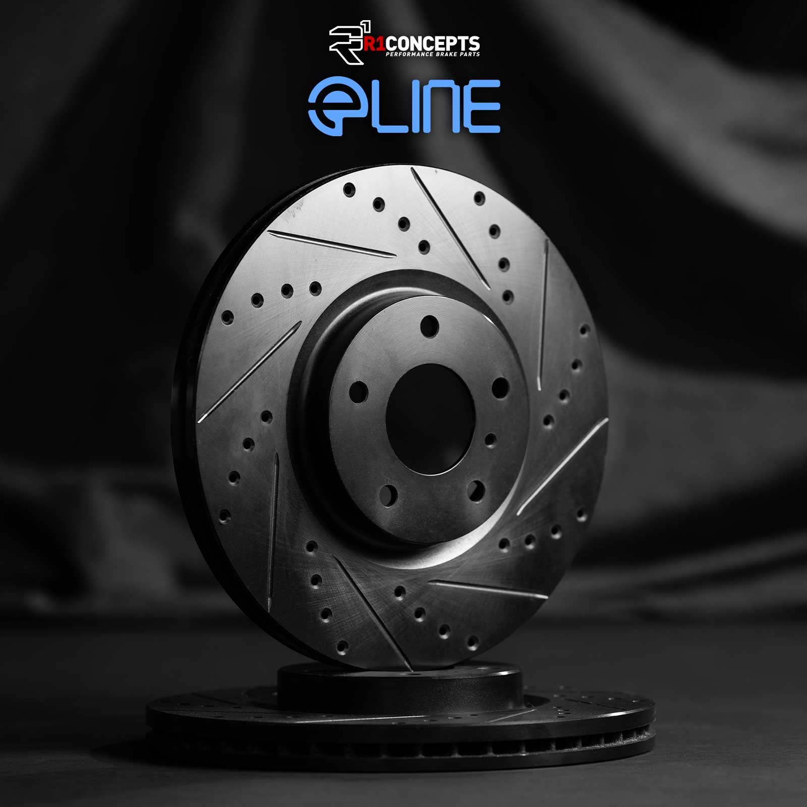 R1 Concepts Drilled and Slotted Black Disc Brake Rotor Set