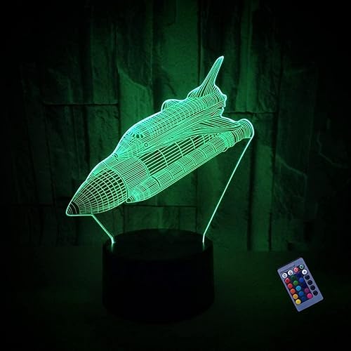 Luz nocturna creativa 3D cohete 16 colores cambiantes USB Power Control remoto interruptor táctil lámpara de decoración lámpara de ilusión óptica