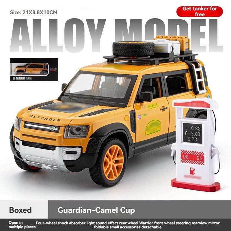 Image of Magicwand Die-Cast Zinc Alloy 1:24 Scale Camel Trophy Defender Defender Loader【Large】 with 6 Openable Doors,Lights & Music【Pack of 1】