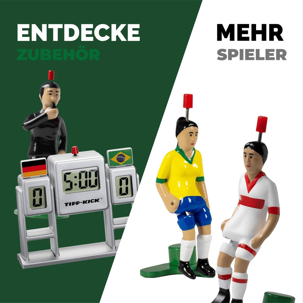 TIPP-KICK Spiel Cup Tischfußball-Set - Hochwertiges Premium Fußball-Spiel mit Spielern, Torwarten, Netz-Toren, Bällen und extra-großem Spielfeld aus Filz, Geschenkidee für Fans