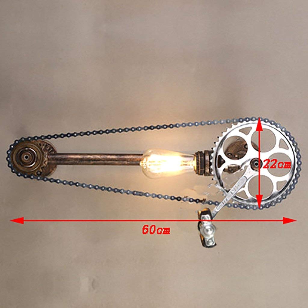 Lámpara de pared vintage con engranaje creativo y tubo de agua para iluminación de estilo industrial
