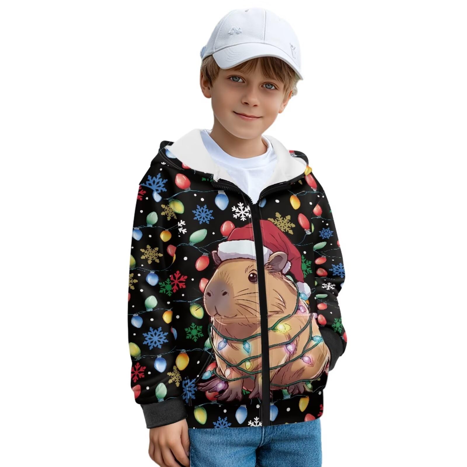Xoenoiee Bluzy z kapturem dla dziewczynek chłopców zapinana na zamek bluza z kapturem bluza nastolatka na co dzień sweter z długim rękawem top aksamitna podszewka