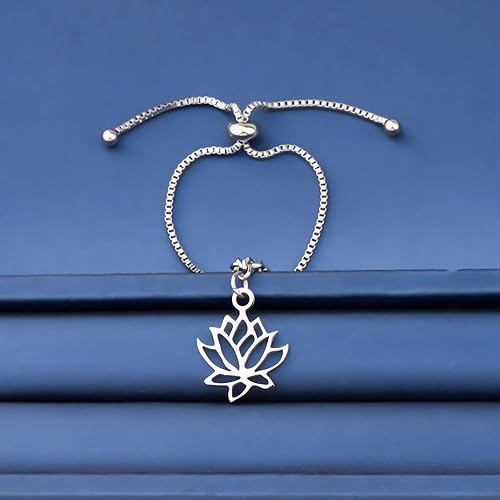 Miniatura 3 de MYOPSARK - Pulsera ajustable de flor de loto con diseño de flor de loto, joyería espiritual, regalo de meditación para amantes del yoga yogui