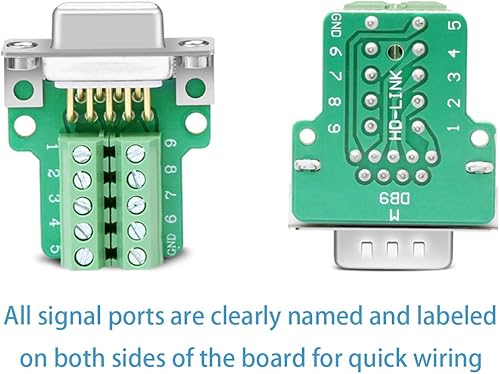 Miniatura 3 de 10 adaptadores seriales DB9 hembra sin soldadura RS232 D-SUB, 0.630 in más delgado 9Pin terminal de puerto sin soldadura placa de ruptura a presión