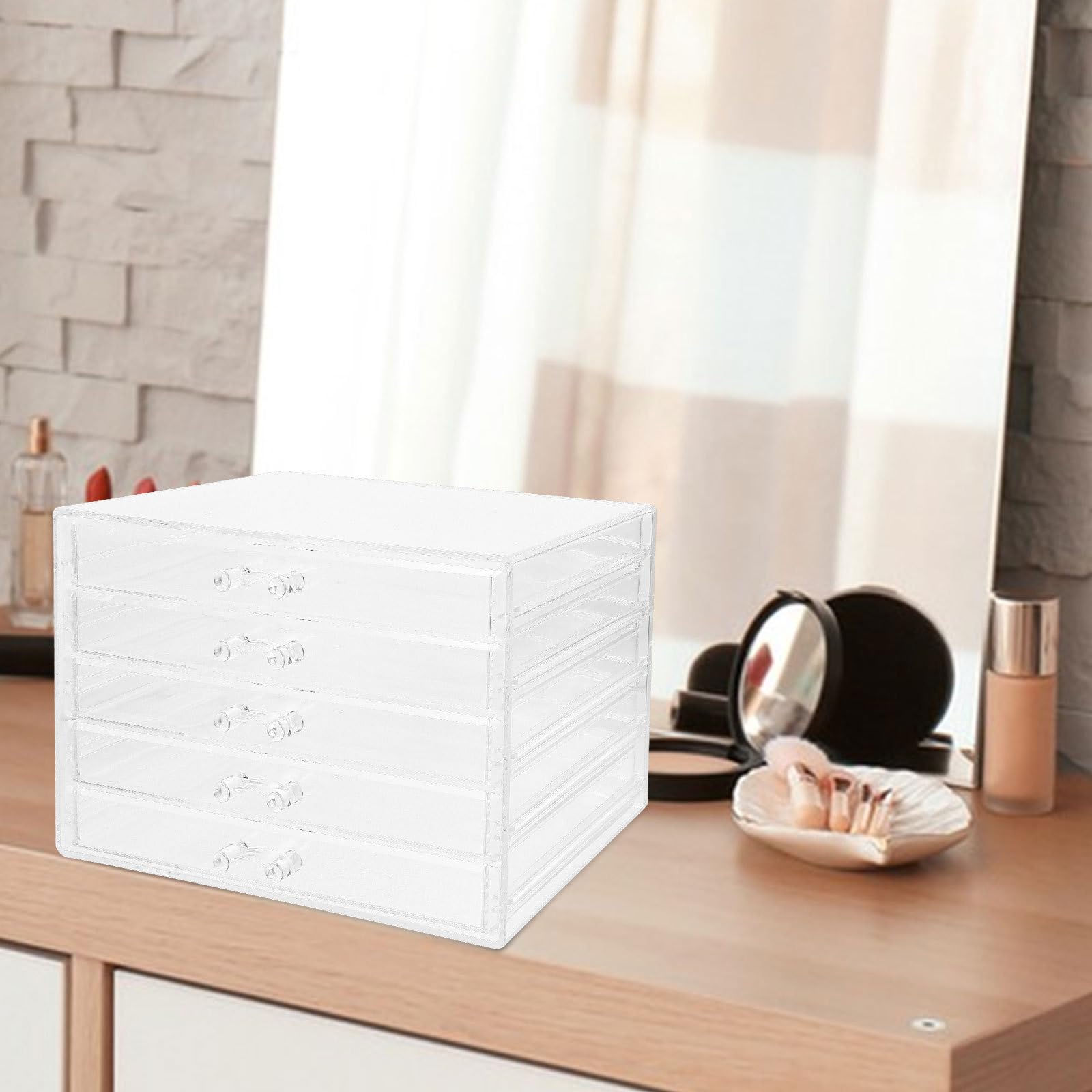 Organizador de Joyas Acrílico para Maquillaje Accesorios Lipsticks Pinceles y Bisutería para Escritorio Tocador o Baño