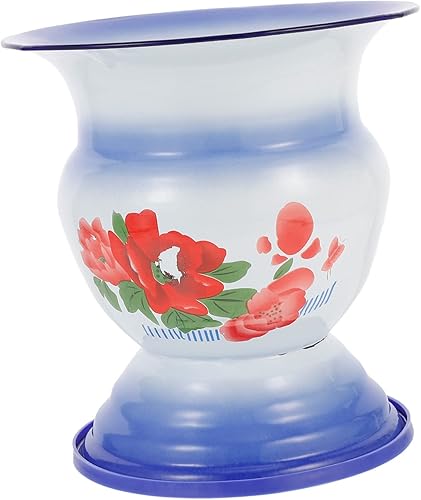 LIFKOME Chamber Pot Portable Toilet 1pc Spittoon Toilet Metal Container with Lid Pee Pots Spittoon for Home Blue Urinal Storage Travel Enamel Food