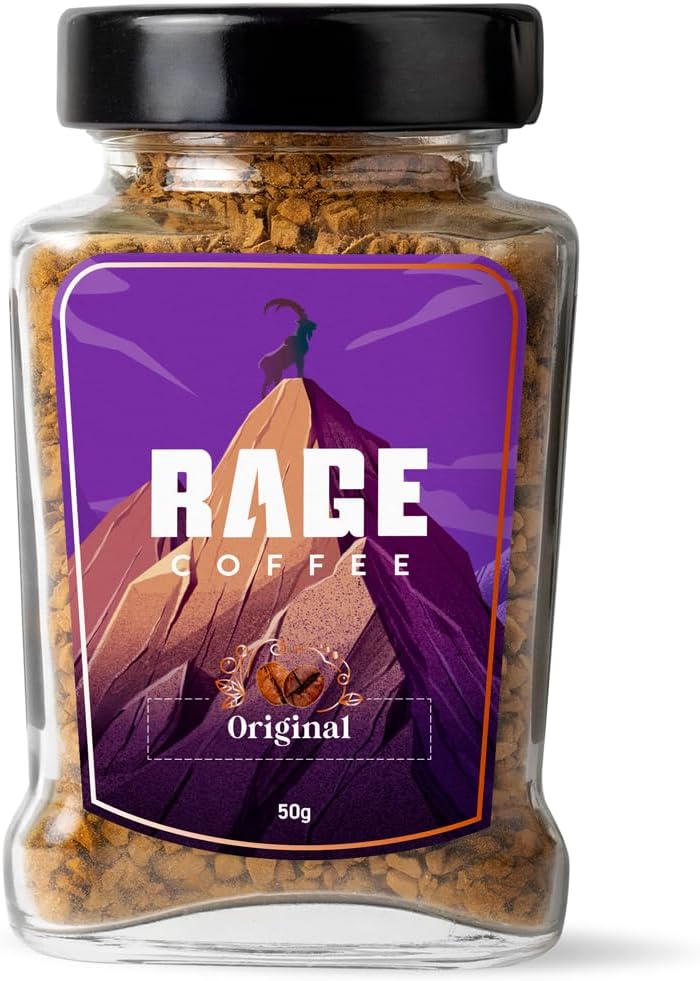 Rage Coffee Original Coffee Blend 100% Pure Arabica Beans | Instant Coffee for Smooth Aroma & taste, Hot and cold coffee) (Original Unique Blend, 50g)