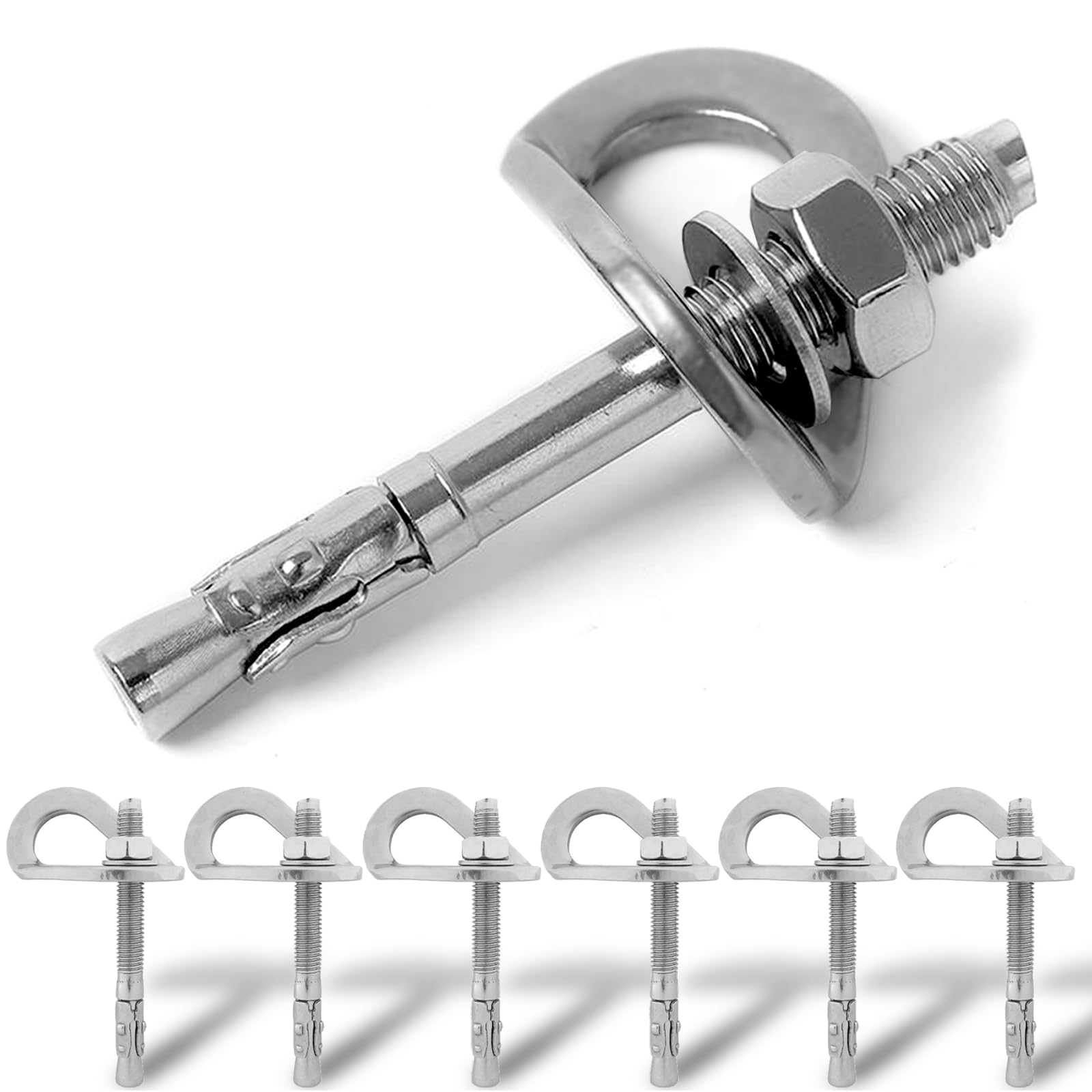 YERGOFE Climbing Holds Anchor Set - 3PCS - Stainless Steel Bolt Hanger and Bolt Heavy Duty Climbing Holds Weight 2500KG for Indoor Outdoor Climb Train (1, 10MM)