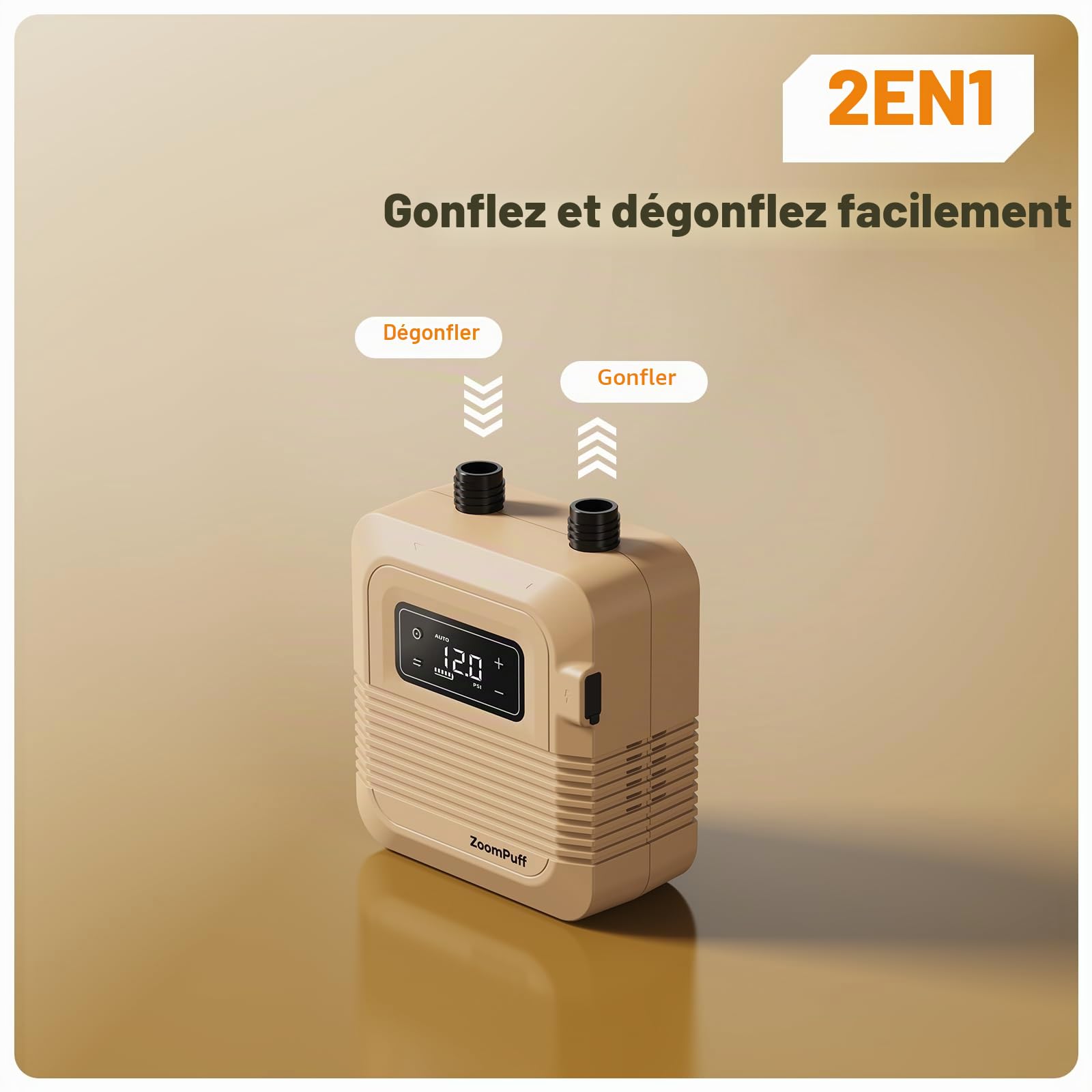 Pompe Sup électrique, Sup Rechargeable 20 PSI, gonflage Rapide | 5 min à 12 PSI, 1,14 kg légère, Batterie 38,48Wh, Gonflage/dégonflage double étage, 7 embouts, SUP, bateaux, kayaks