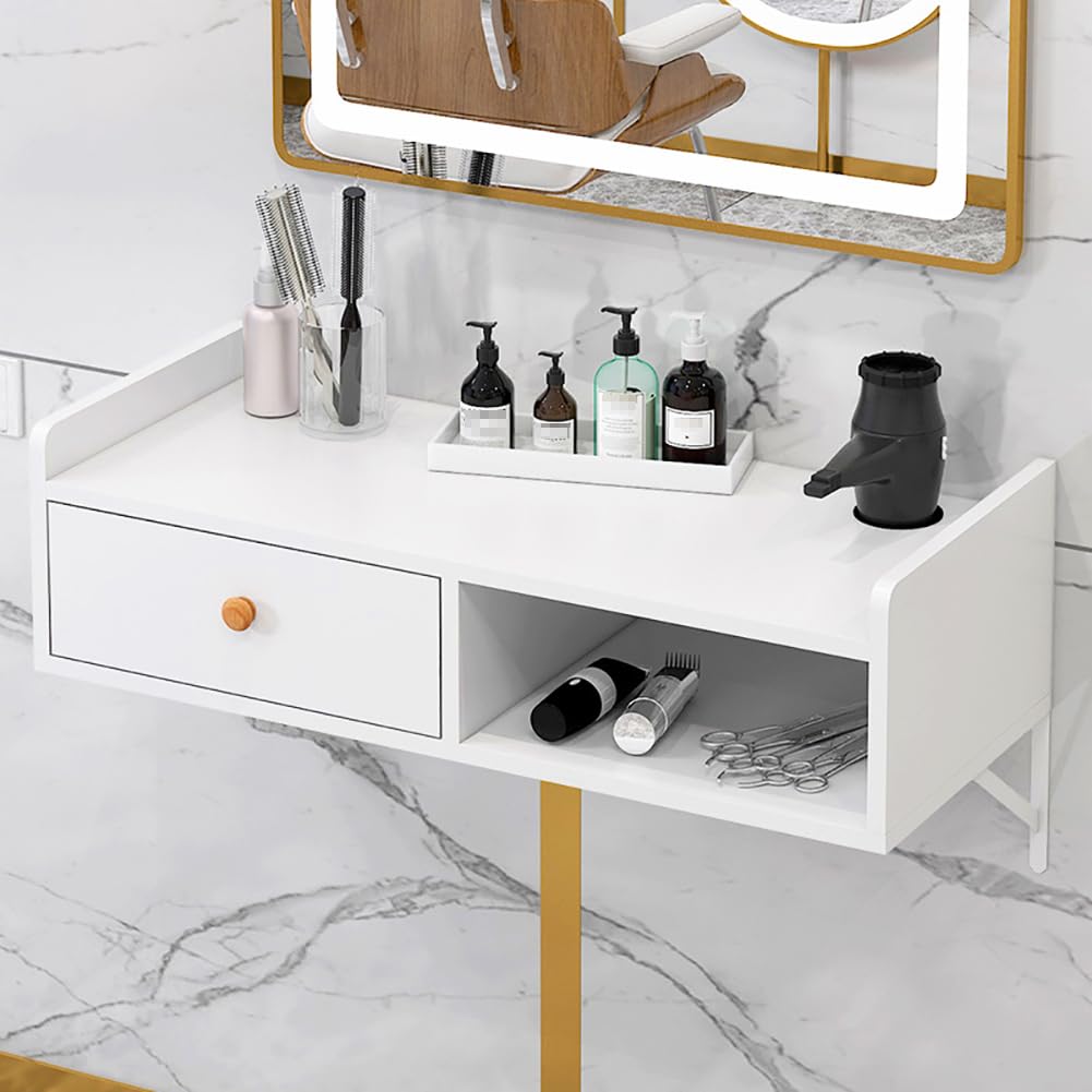 Moderner, Minimalistischer Barbershop-Schwebetisch, Schönheitssalon-Ausstattung Mit Schubladen Und Offenem Ablagetisch, Professionelle Friseurstation,Al50×w30×h16cm