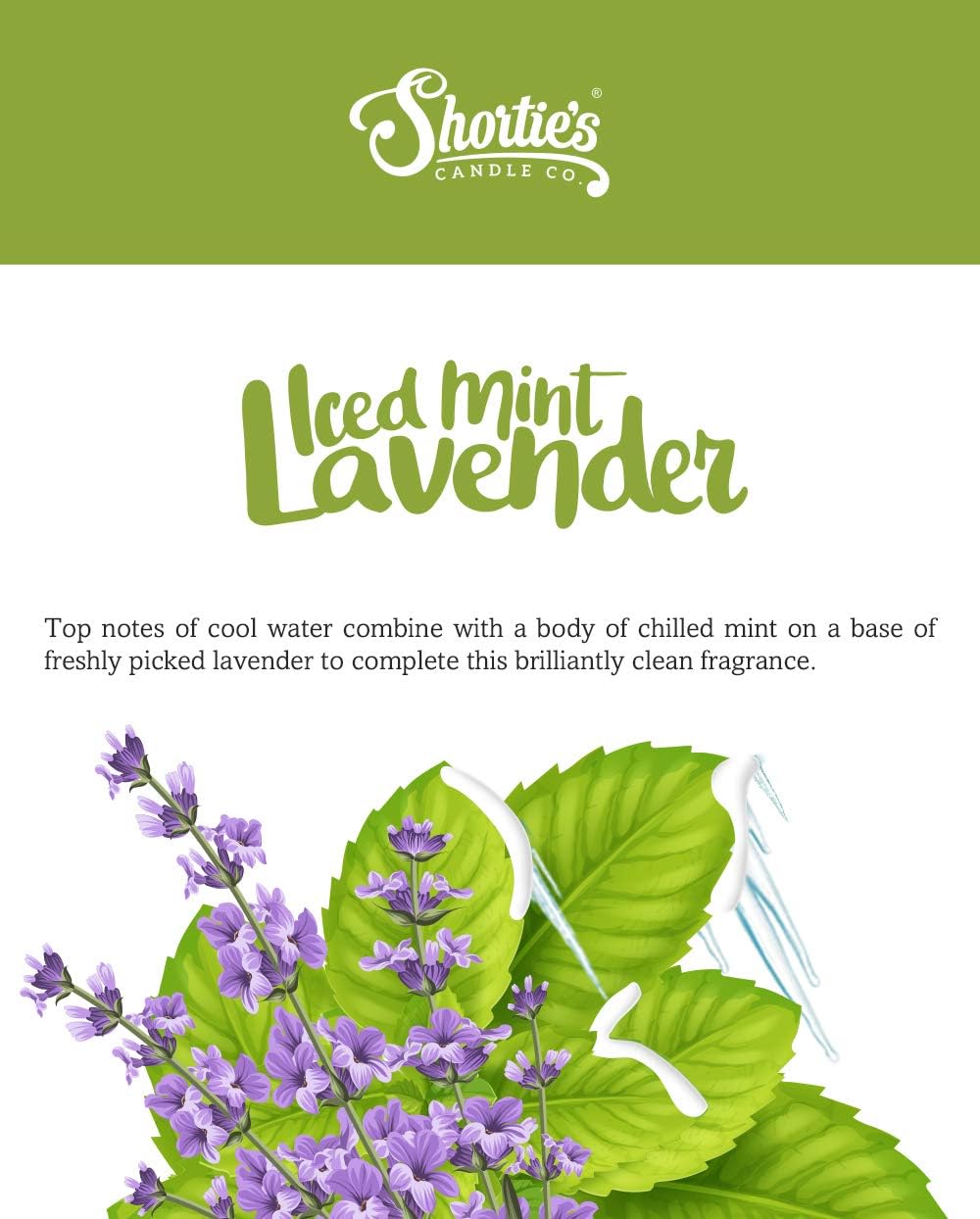 Shortie's Candle Company Iced Mint Lavender Premium Wax Melts - 3 Oz., Strong & Long Lasting, Non-Toxic - Made with Essential & Natural Oils - Formula 117
