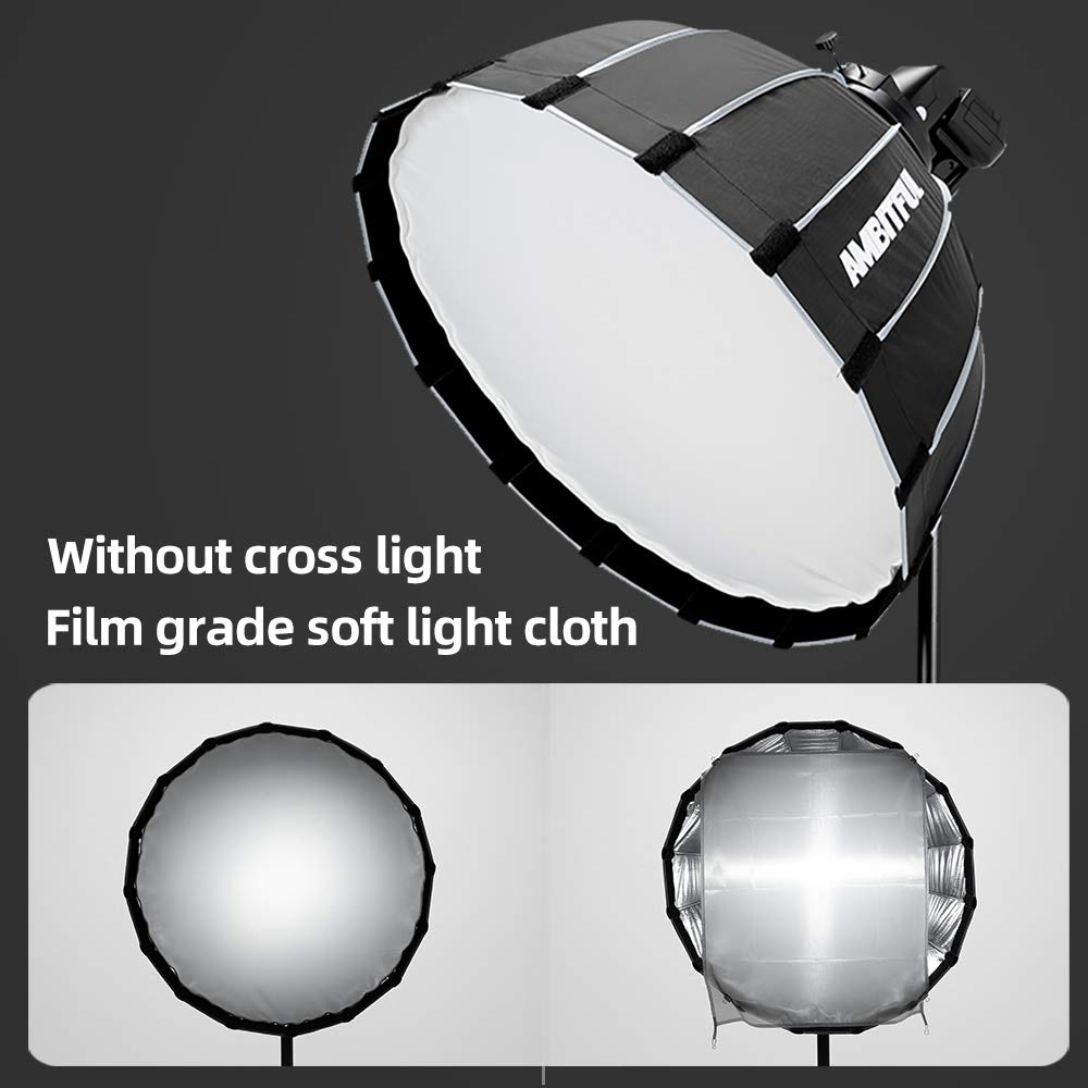 Godox SL-60W CRI 95+ LED Video Light SL60W Continuous Light with Bowens Mount with Remote Control + P60 parabolic Round softbox with Honeycomb Grid, Light Stand