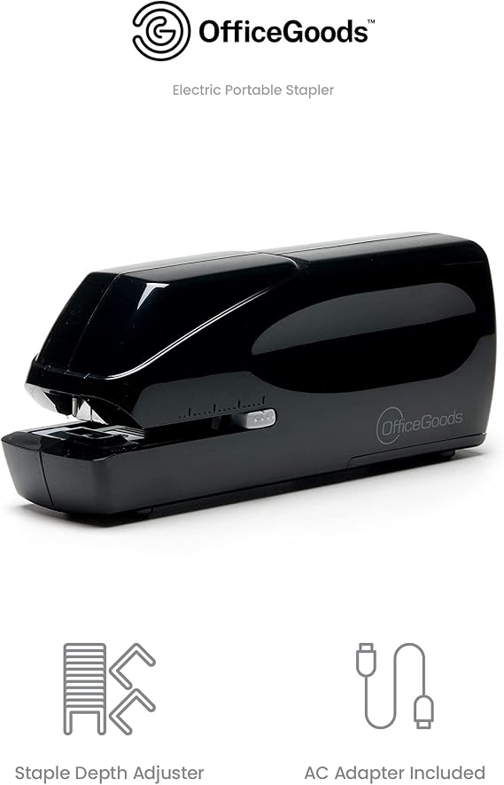 OfficeGoods Liberty Pro Electric Stapler - Heavy Duty Staples Up to 25 Papers - Easy to Load Standard Staples - Battery Operated - Perfect for Home and Office - Portable, Compact, Jam-Free