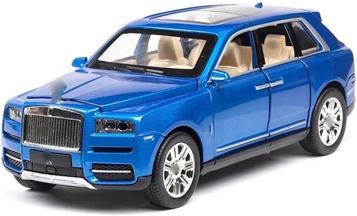 YBSM Diecast Car 1/24 For Rolls-Royce For Cullinan SUV Alloy Model Die Cast Toy Car Simulation Sound Light Pull Back Toys Vehicle Child Gift (Color : Blue)