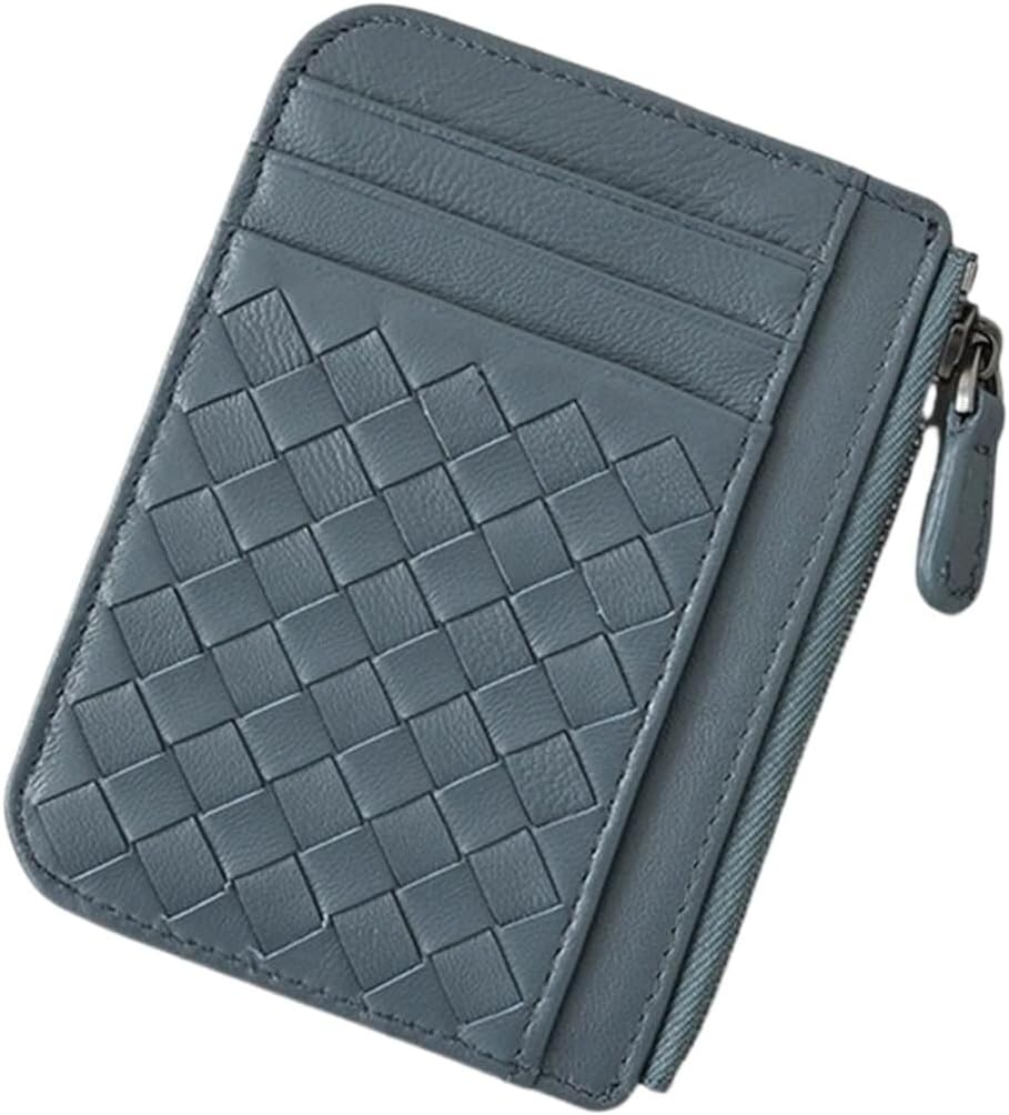 Women Mini ID Card Holder Business Credit Card Holder PU Leather Ultra-Thin Bank Card Holder Storage Bag Zipper Unisex(2)