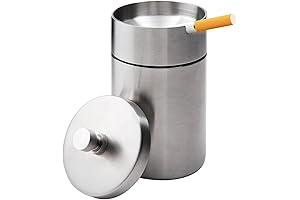 Stainless Steel Car Ashtray with Lid - Smell Proof, Portable, Windproof Ash...