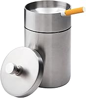 EOCICI Stainless Steel Car Ashtray with Lid - Smell Proof, Smokeless, Windproof, Detachable Cup Holder Ashtray for Cars (Silver)