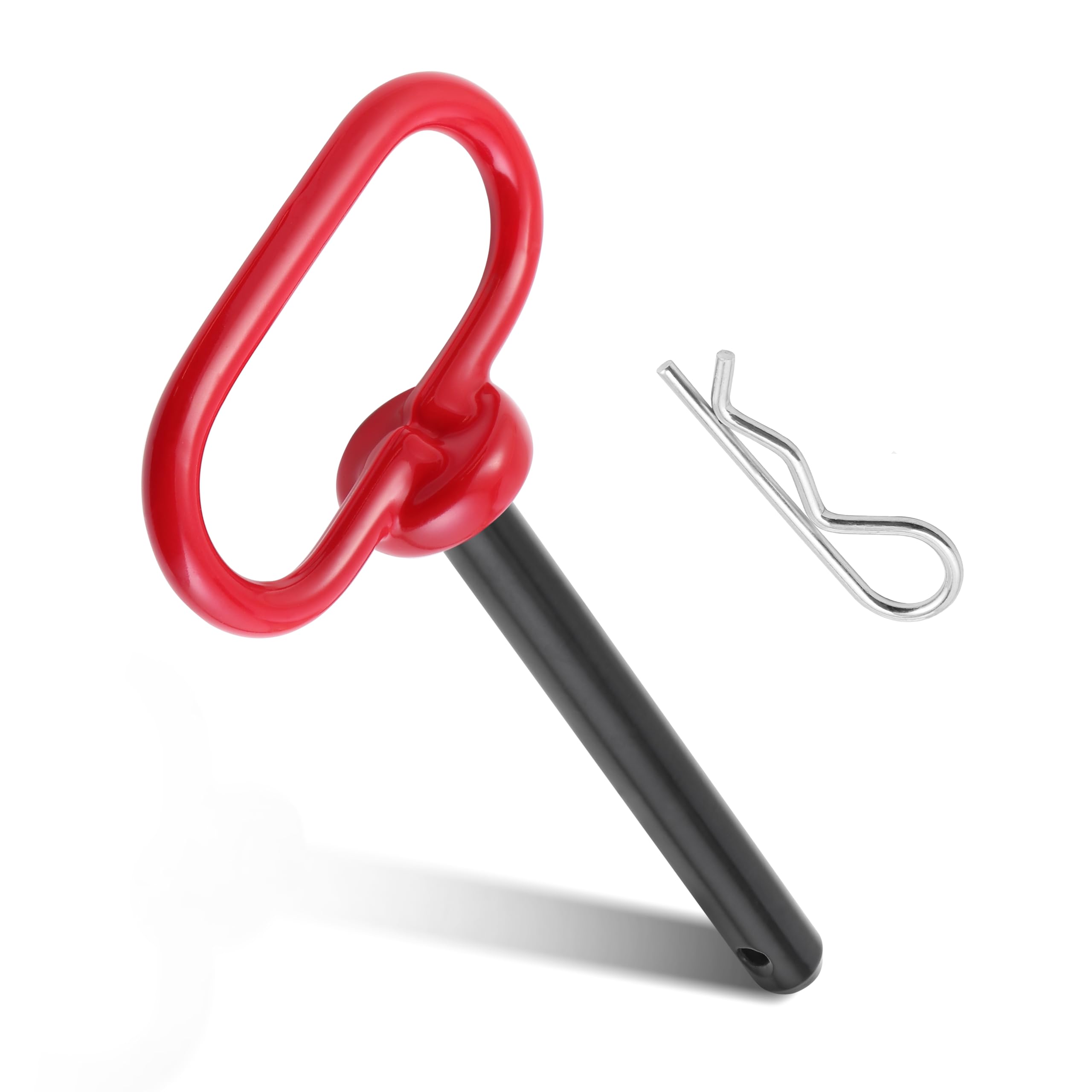 Jamiikury 2Pcs Trailer Hitch Pin, 1/2 x 4 Inch Tractor Hitch Pin with R-Clip Pin for Lawn Mower, Tractor, Trailer (Red)