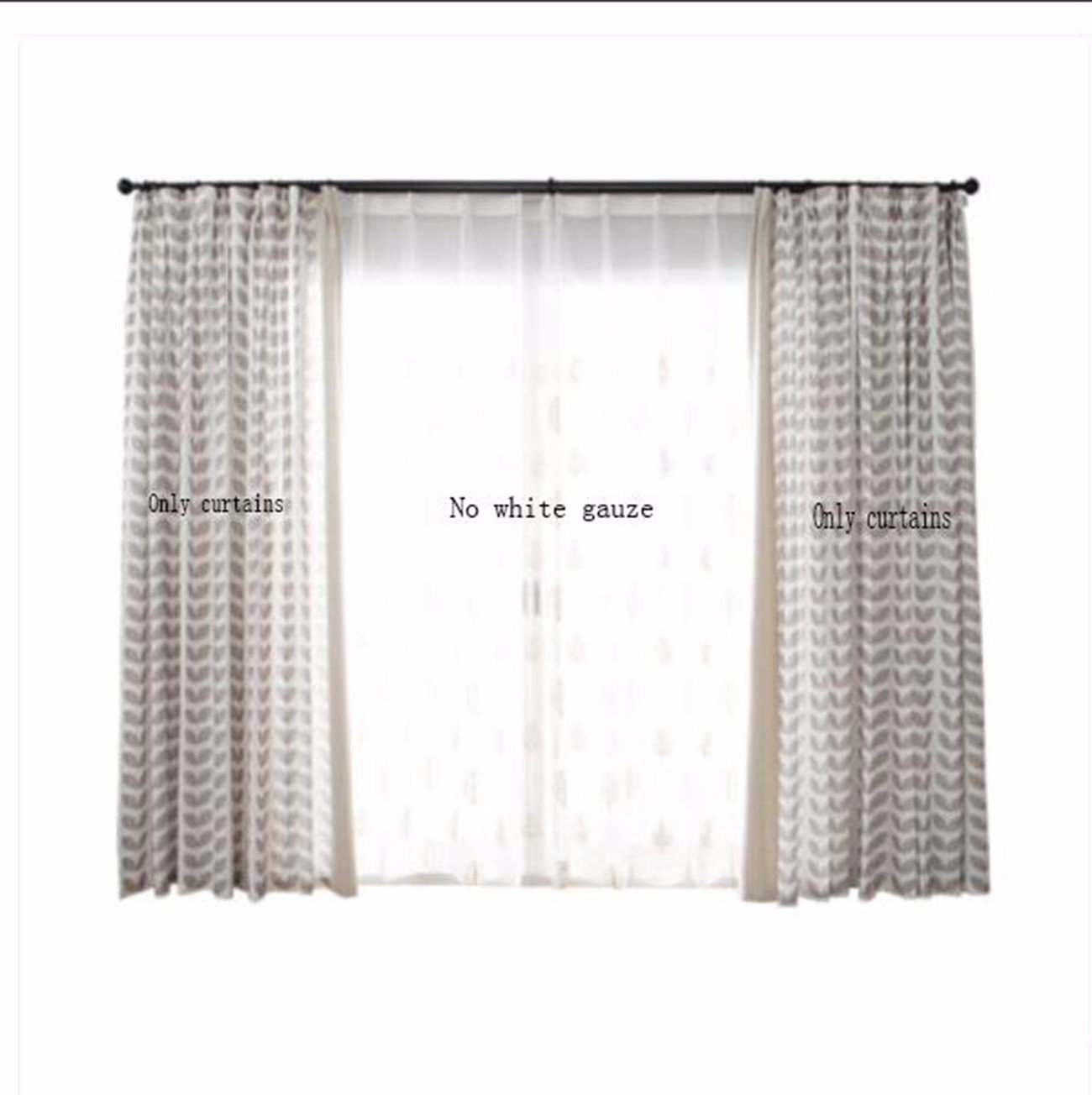 Simple Modern Idyllic Leaf Pattern Living Room Bedroom Study Half-blind Curtains,A,150 x 270 CM (W x H) x 2
