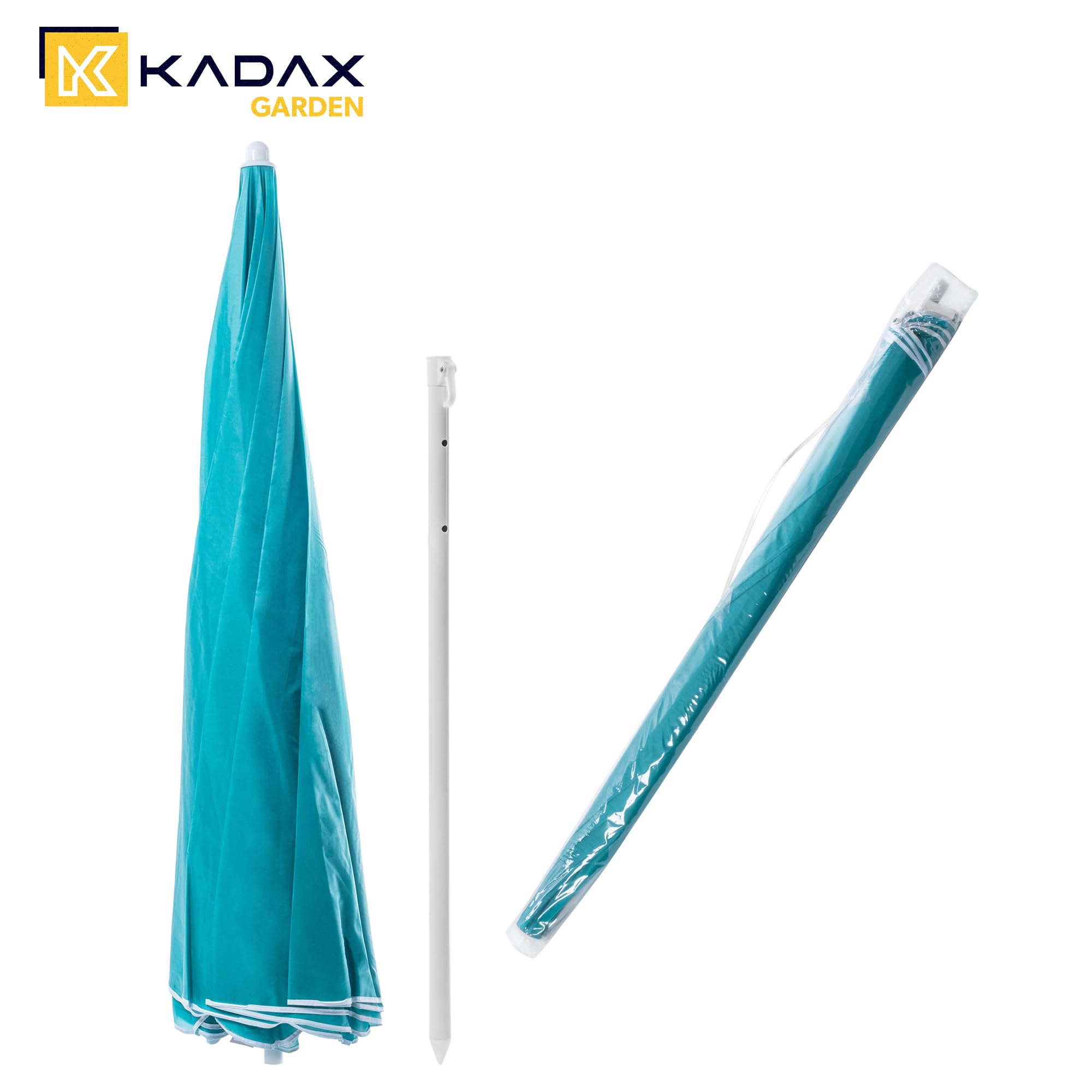 KADAX Parasol de jardin rond - 220 x 142-224 cm - Hauteur réglable - Pour balcon, jardin, terrasse, piscine et plage