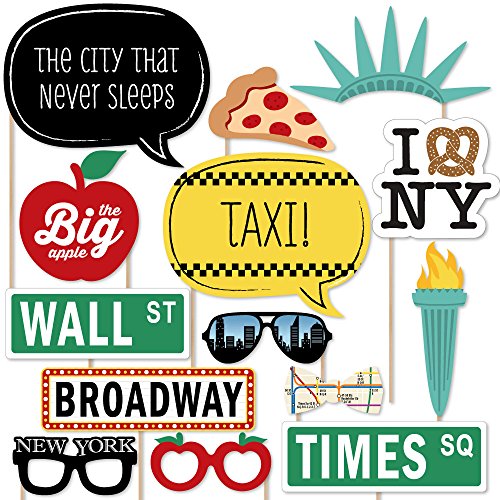 Big Dot of Happiness New York - NYC Cityscape Photo Booth Props Kit - 20 Count