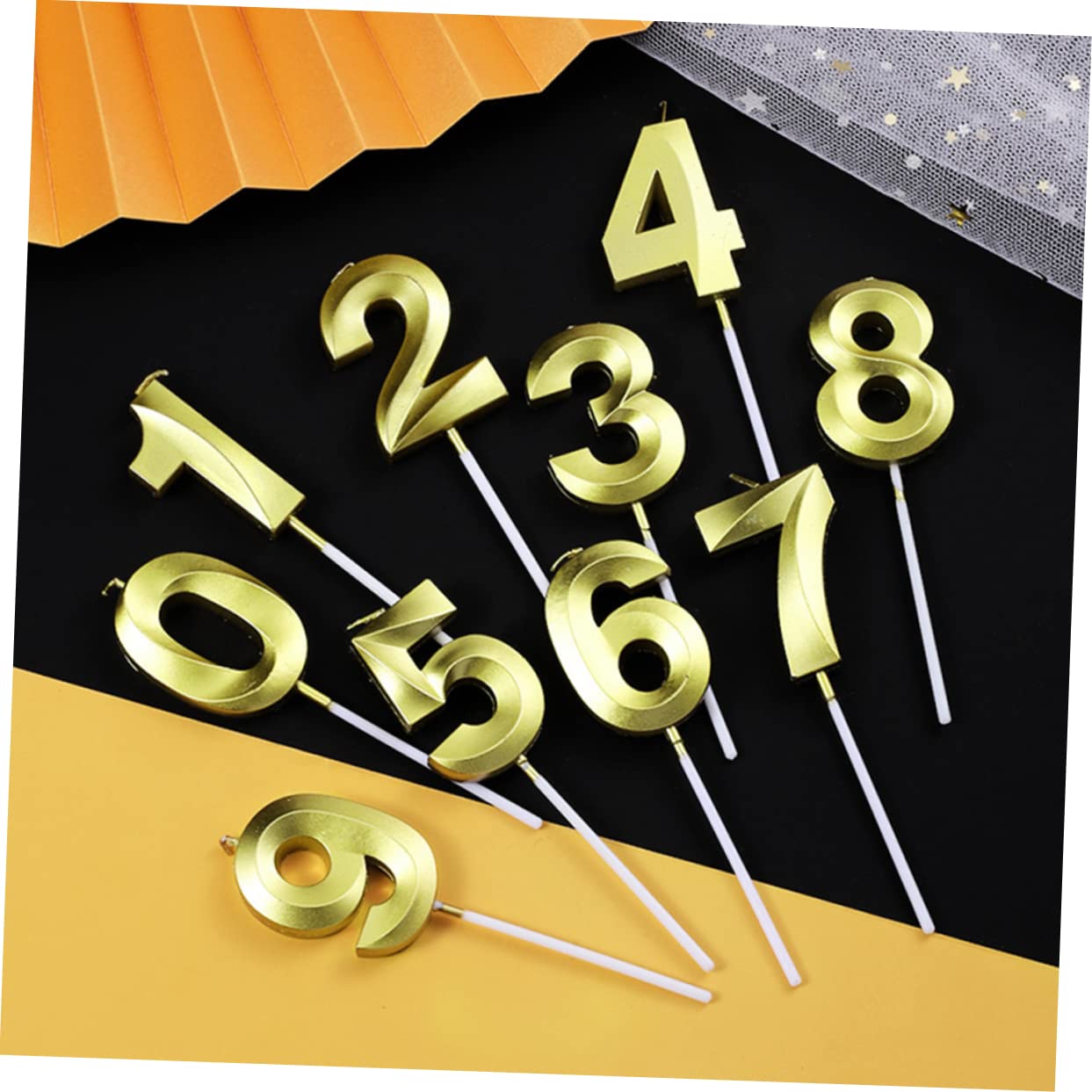 Amosfun 3 Juegos De Velas con Números para Cumpleaños Decoraciones De Cumpleaños para Decoración De Fiestas Velas De Parafina Decoraciones De Aniversario Un Posavasos Soporte para