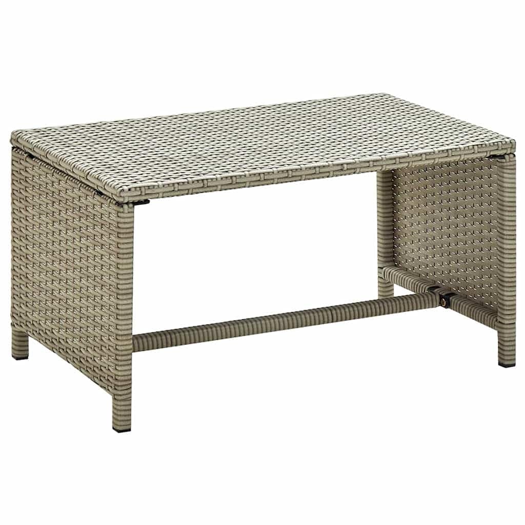 Mesa de centro beige 70 x 40 x 38 cm de polirratán para jardín con