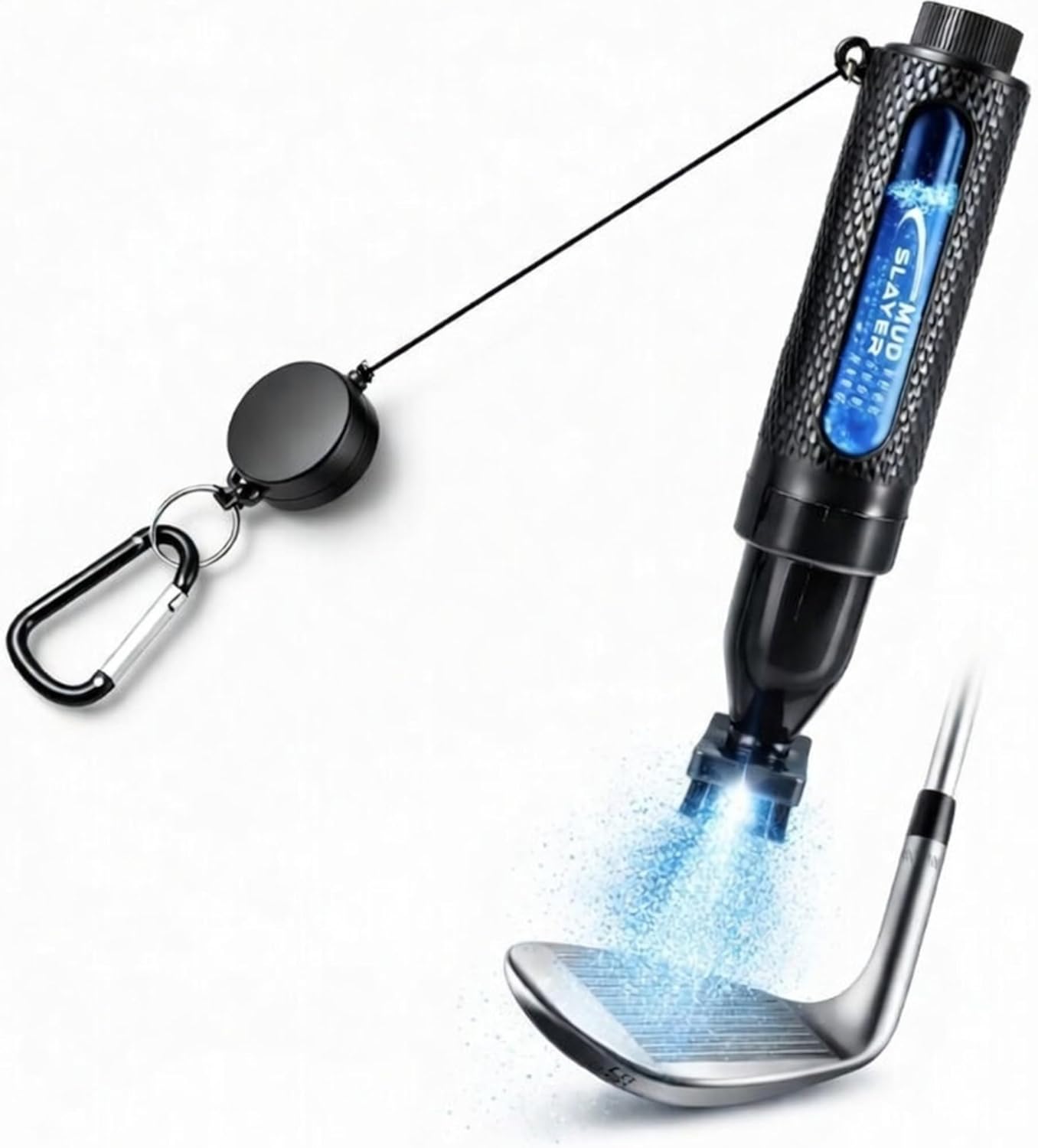 Mud Slayer Golf Club Cleaner with Water Spray – Golf Club Cleaning Brush with Leak-Proof Reservoir, Dual Bristle Head & Retractable Clip – Golf Bag Brush for Irons & Wedges