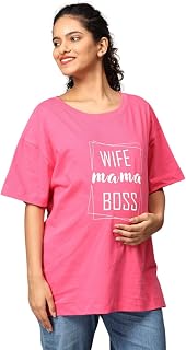 The Mom Store Mom T-Shirt | Cotton | Pre and Post Pregnancy | Quirky Statements | Comfortable | Oversized Price In India