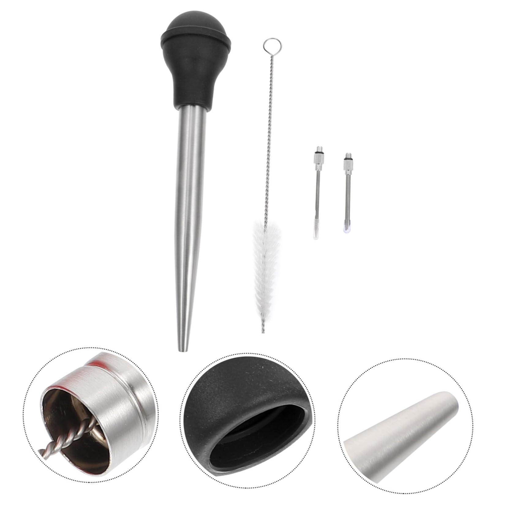 Zerodeko 1 Set Turkey Grill Sauce Injector Food Grade Silicone Stainless Steel Large Turkey Baster