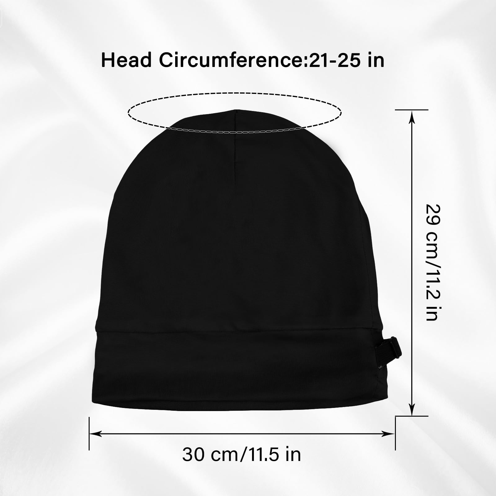 Satin Lined Sleep Cap Bonnet,Slouchy Beanie Hat,Mulberry Silk Bonnet,Bonnets with Adjustable Strap for Sleeping Women Men Curly Braids Hair (Black)