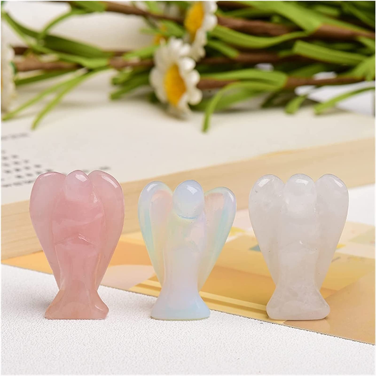 Quarzo Naturale 1 Pezzo Cristallo Naturale Angelo Custode Figura Ametista Pietra Colorata Pietre preziose Artigianato Regalo Fai da Te Residenziale (1 Pezzo Cristallo di Rocca)