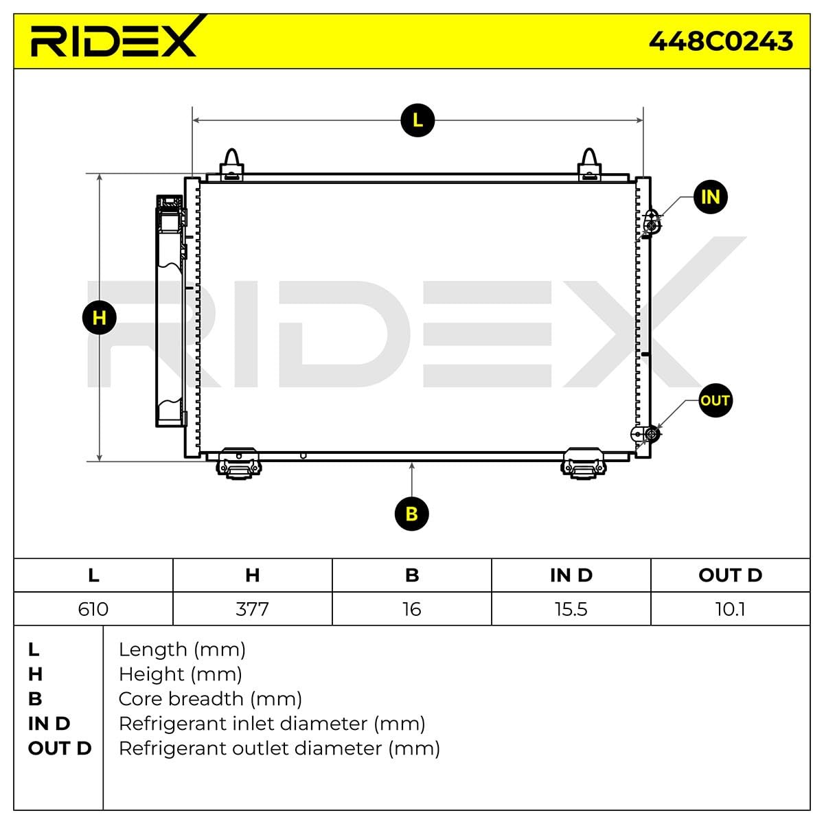 RIDEX 448C0243 Condensatore climatizzatore con essiccatore Compatibilità con RENAULT Kadjar HA, HL
