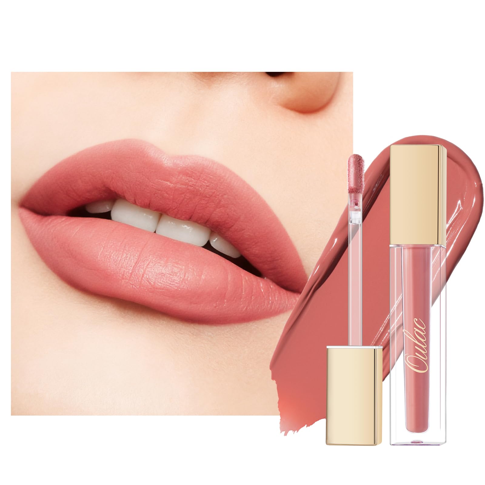 Oulac Matte Liquid Dark Red Lipstick for Women, Long Lasting Lip Stain, Waterproof Highly Pigmented Creamy Formula Lipstick with Vitamin E, Vegan, 4.5ml (M18) — view 48