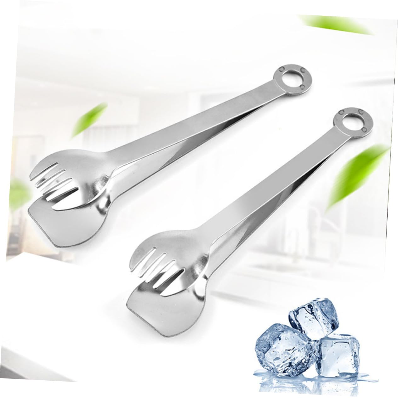 COLLBATH 2pcs Stainless Steel Mini Ice Tongs for Serving Sugar Cubes Lemon Slices and More for Parties Buffets and Daily Use