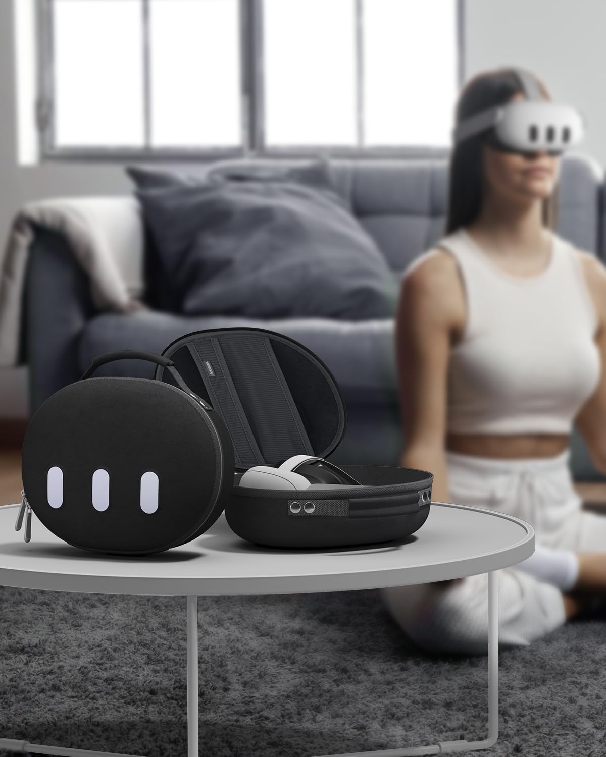 Aubika Mini Funda para Meta Quest 3 Accesorios, Funda de Transporte Rígida para Oculus Quest 3S Auriculares y Controladores, Viaje y Almacenamiento, Negro (No para Cinturino Elite)