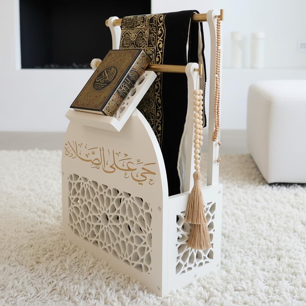 Muslim Prayer Mat, Quran and Tesbih - Double Storage for Islamic Accessories, Islamic Gifts and Decoration