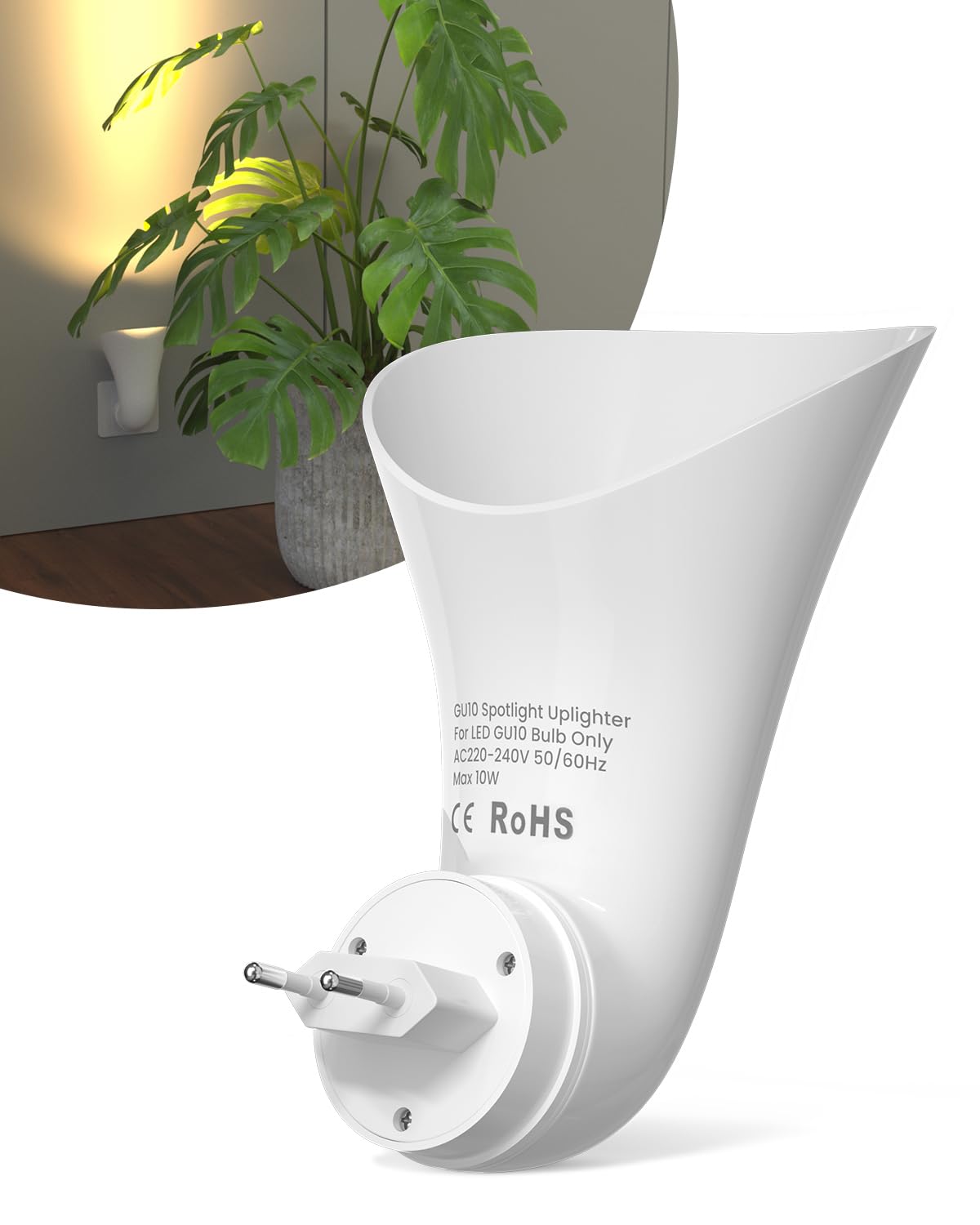 BrightArk Lámpara de Pared GU10 Enchufable Luces de Pared de Interior para Salón Pasillo Dormitorio (Bombilla No Incluida)
