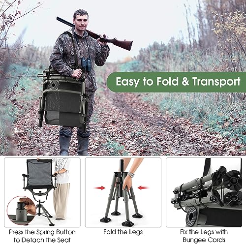 Image of Tangkula 360 Degree Swivel Hunting Chair with 4 Adjustable Aluminum Legs