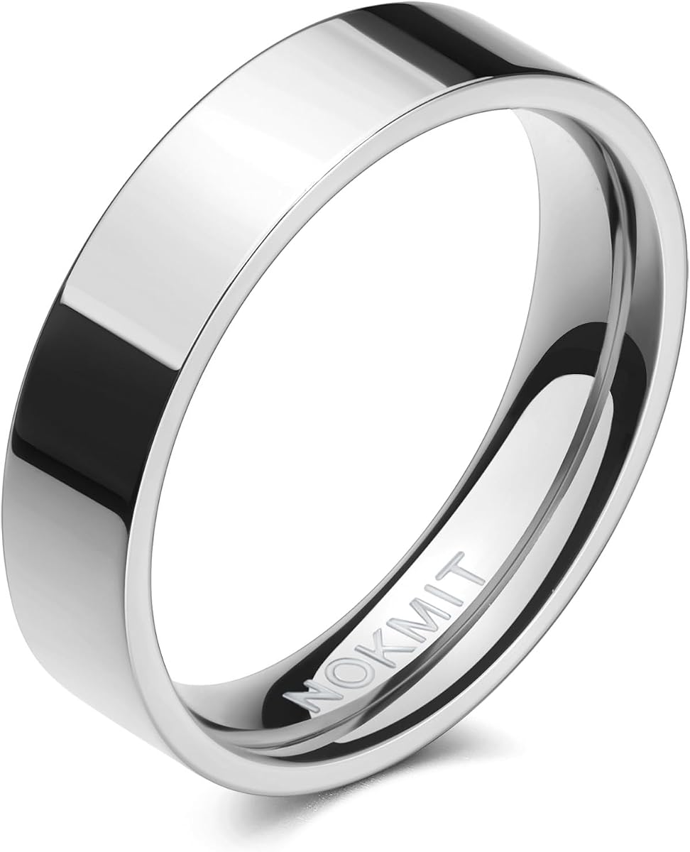 NOKMIT Anillos rellenos de oro de 14 quilates de 0.197 in para mujeres y niñas, delicado y grueso anillo de boda, pareja, aniversario, compromiso, anillo para pulgar, regalos, banda plana lisa y pulida para cigarros, resistente al deslustre, ajuste cómodo, tamaño 4 a 11