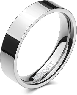 5mm 14K Gold Filled Rings for Women Girls Dainty Thick Wedding Band Couple Anniversary Engagement Thumb Ring Gifts High Polished Plain Flat Cigar Band Tarnish Resistant Comfort Fit Size 4 to 11