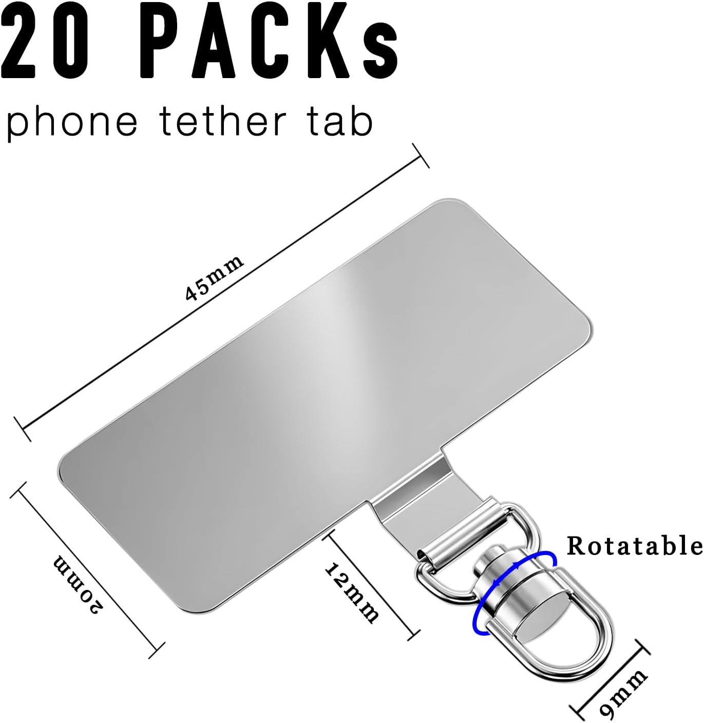 20 Pack Stainless Steel Phone Tether Tab for Lanyard & Strap image 2