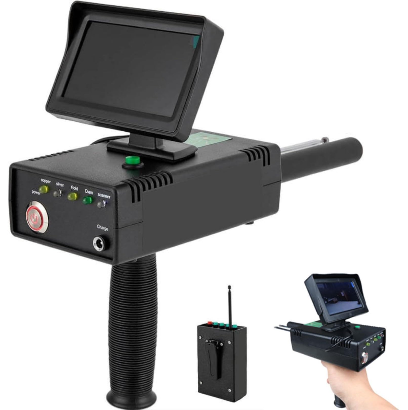 Détecteur de métaux portable – Scanner de métaux haute précision avec écran LED 3D, portée de recherche 0–1200 m, profondeur de détection jusqu'à 30 m pour or, argent, cuivre