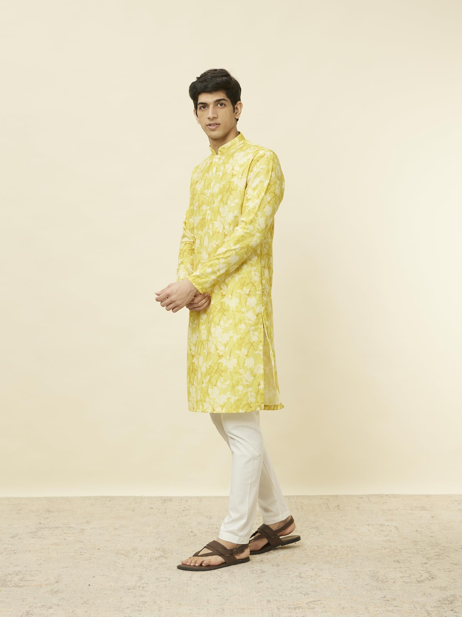 Manyavar Kurta da uomo in misto cotone con stampa floreale (1 pz)