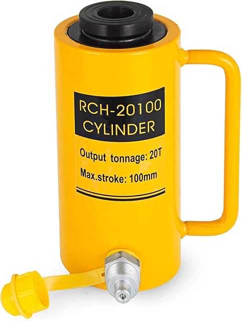FlowerW 20T/44000LBS Hollow Hydraulic Cylinder Jack 100mm Plunger Ram Hydraulic Solid Cylinder Hydraulic Jack for Car/Van/Boat/Truck/Caravan